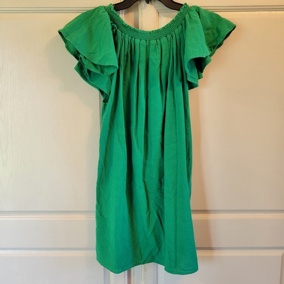 Piper By Townsen Green Pink Black Embroidered Off The Shoulder Dress - Picture 4 of 7